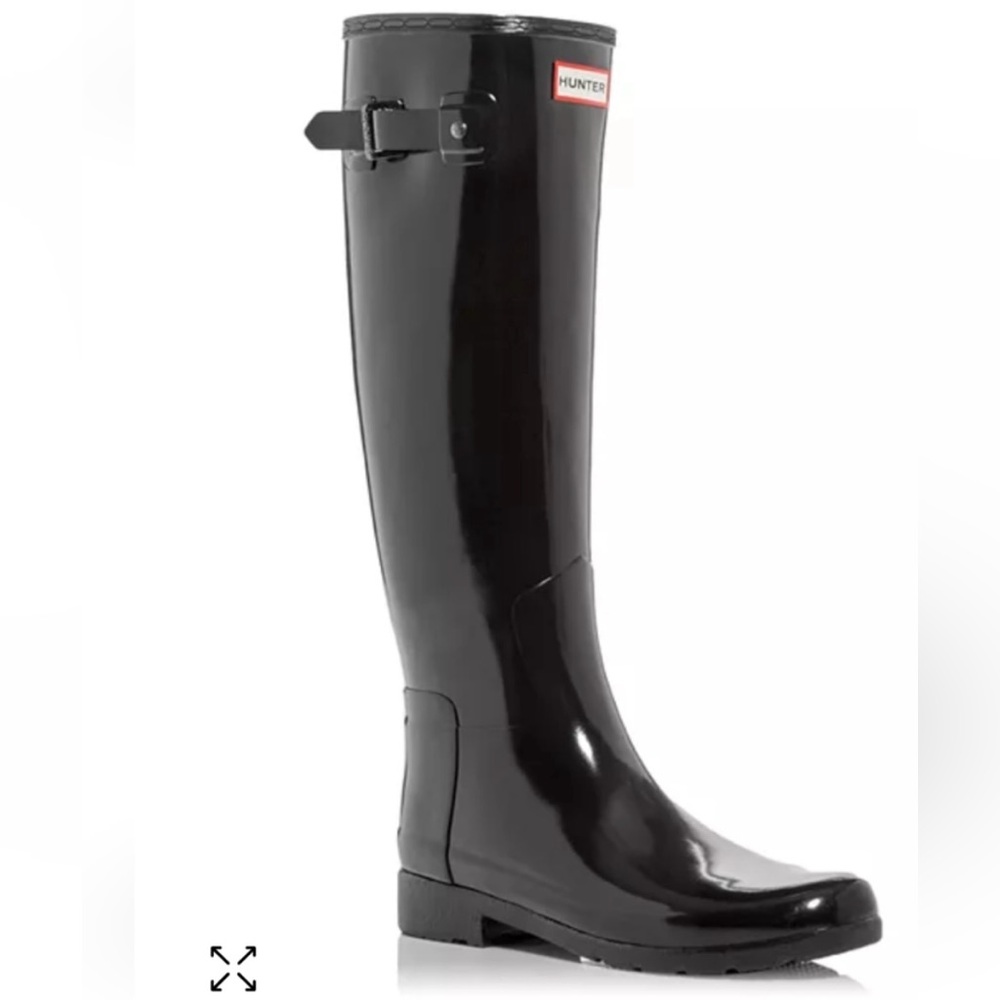 Hunter Refined Black Patent Tall Rain Boots